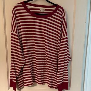 J.Crew Red and White Striped Top Size 3x